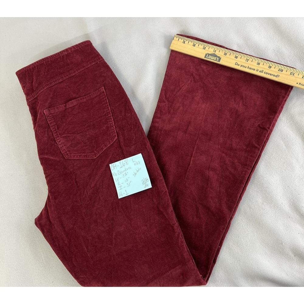 No Boundaries Juniors Red Corduroy High Rise Flare Pants E-Waistband Pull-On L - Picture 10 of 10